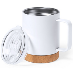 Taza Térmica Personalizada De Acero Con Tapa Y Base De Corcho 330 ml