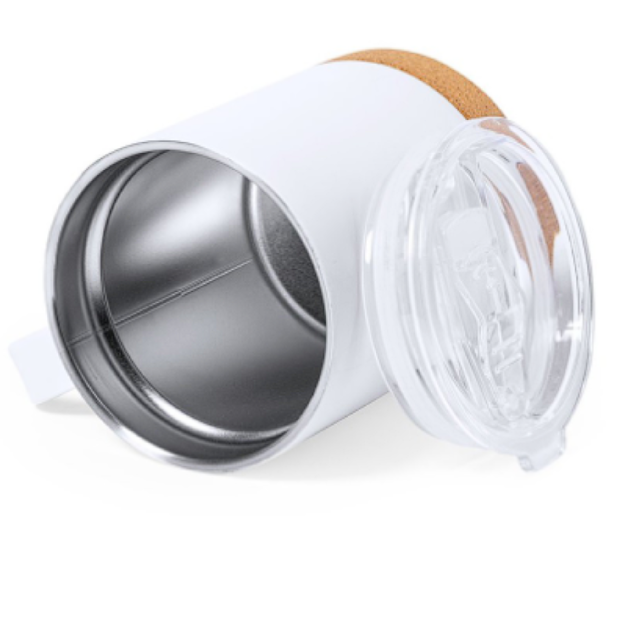Taza Térmica Personalizada De Acero Con Tapa Y Base De Corcho 330 ml
